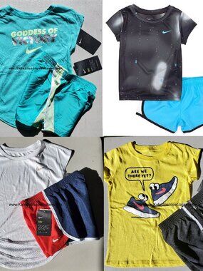 Nike Girls Size 6 Running Shorts w/ T-Shirts - 8pc - New Spring Summer